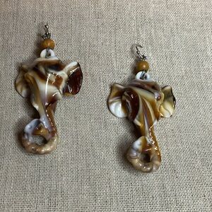 Elephant swirl  trunk up earrings